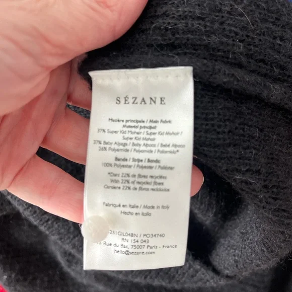 Sézane Gaspard Cardigan Black Mohair Blend Button Sweater S - Picture 8 of 10